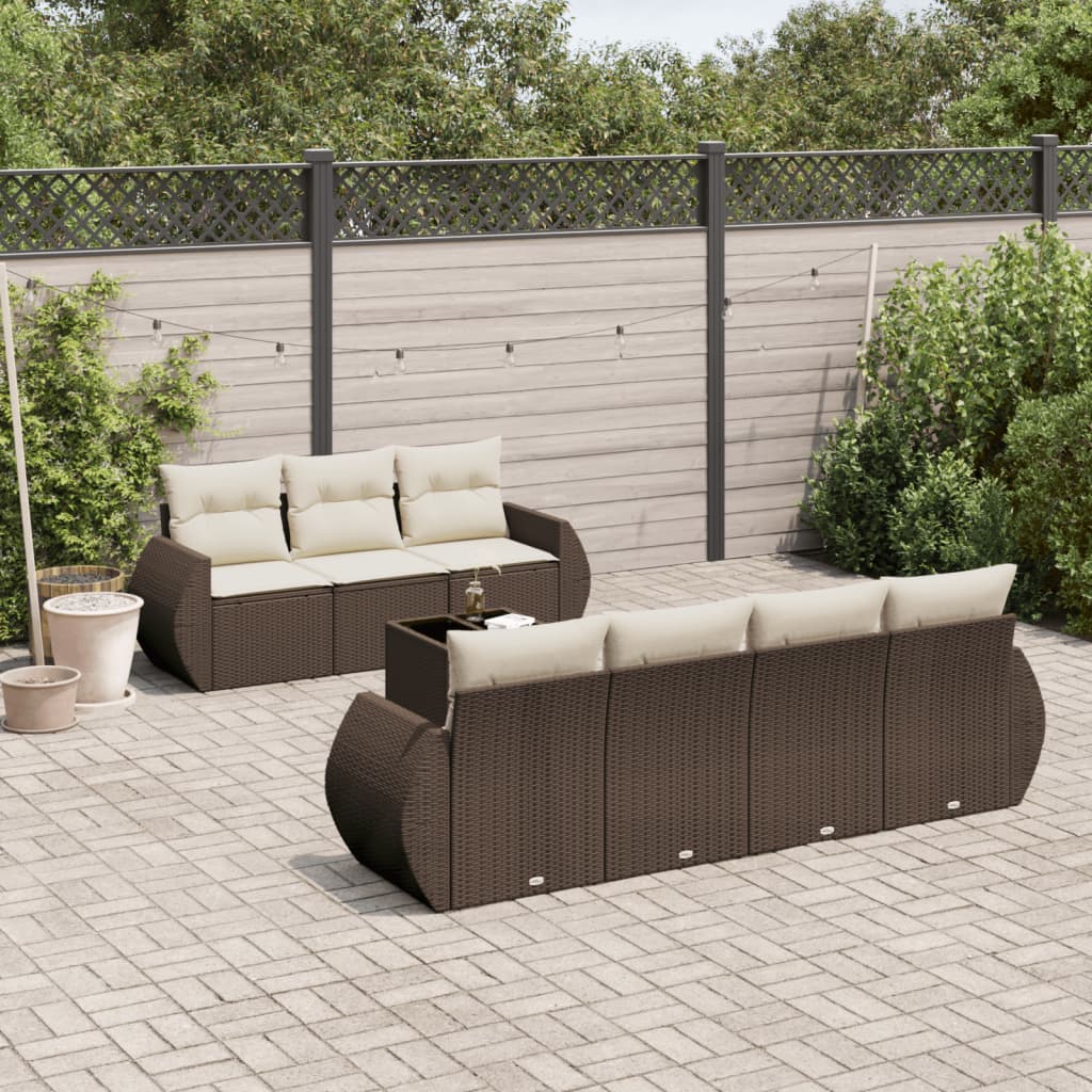 Set De Sofás De Jardín 8 Pzas Y Cojines Ratán Sintético Gris