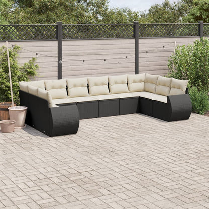 Set De Sofás De Jardín 11 Pzas Y Cojines Ratán Sintético Gris