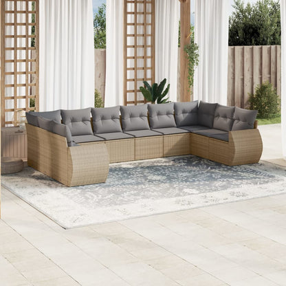Set De Sofás De Jardín 11 Pzas Y Cojines Ratán Sintético Gris