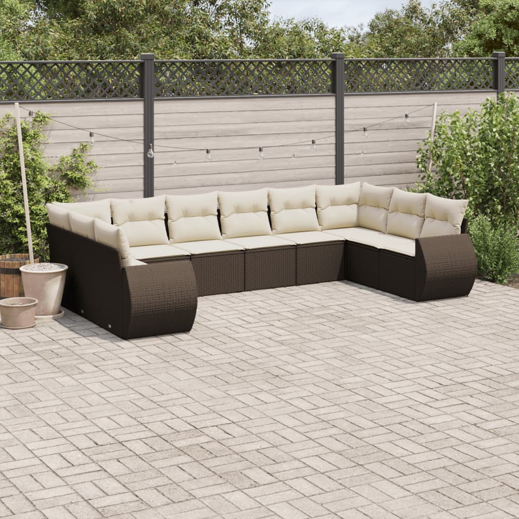 Set De Sofás De Jardín 11 Pzas Y Cojines Ratán Sintético Gris