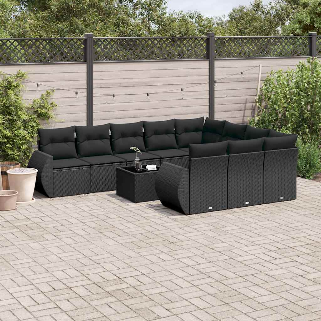 Set Sofás Jardín 10 Pzas Con Cojines Ratán Sintético Gris Claro