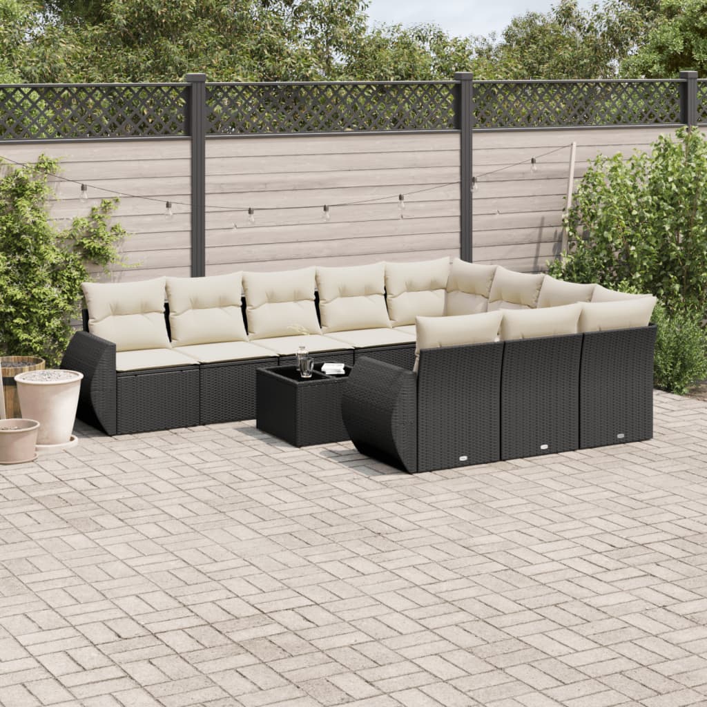 Set Sofás Jardín 10 Pzas Con Cojines Ratán Sintético Gris Claro