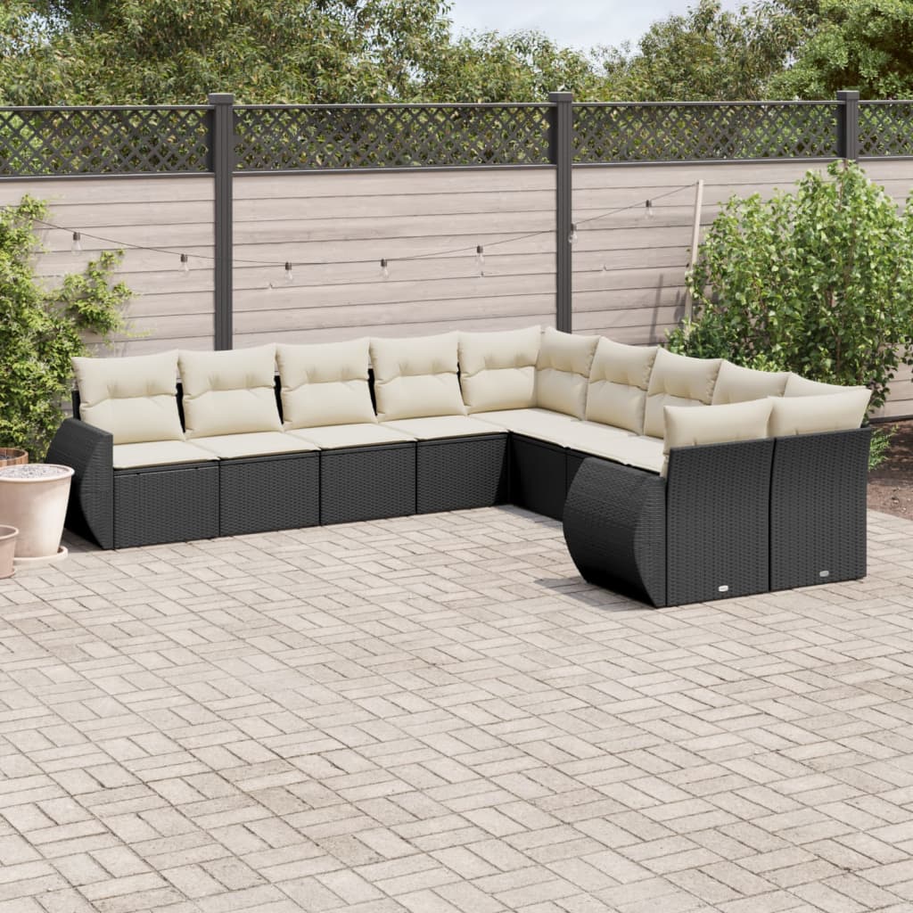 Set De Sofás De Jardín 11 Pzas Y Cojines Ratán Sintético Gris