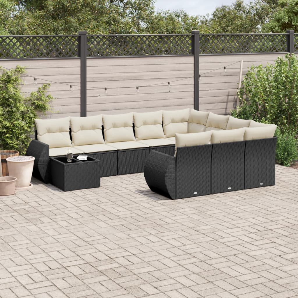 Set De Sofás De Jardín 11 Pzas Y Cojines Ratán Sintético Gris