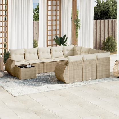 Set De Sofás De Jardín 11 Pzas Y Cojines Ratán Sintético Gris