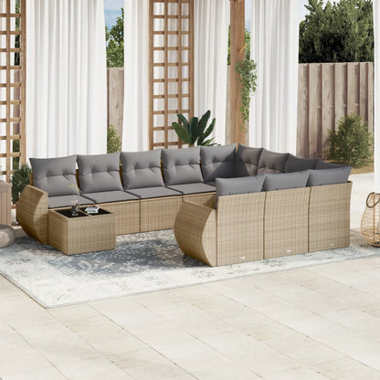 Set De Sofás De Jardín 11 Pzas Y Cojines Ratán Sintético Gris