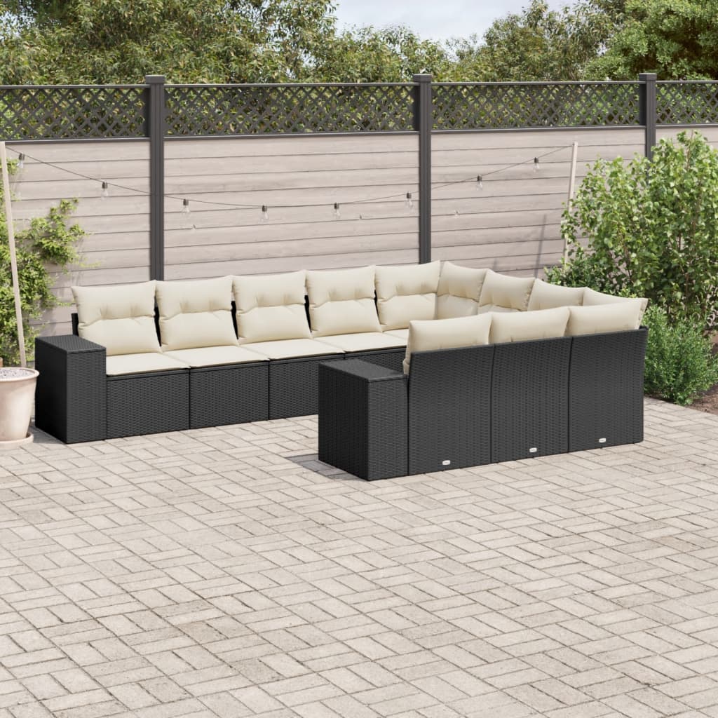 Set De Sofás De Jardín 10 Pzas Y Cojines Ratán Sintético Marrón