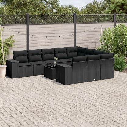 Set De Sofás De Jardín 10 Pzas Y Cojines Ratán Sintético Marrón