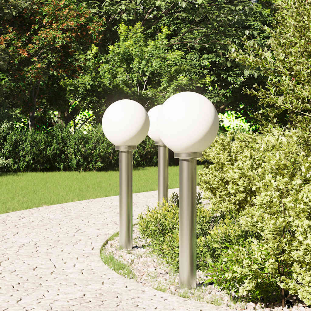 Balizas De Iluminación, 3 Unidades, 80 Cm, Acero Inoxidable, Ip44