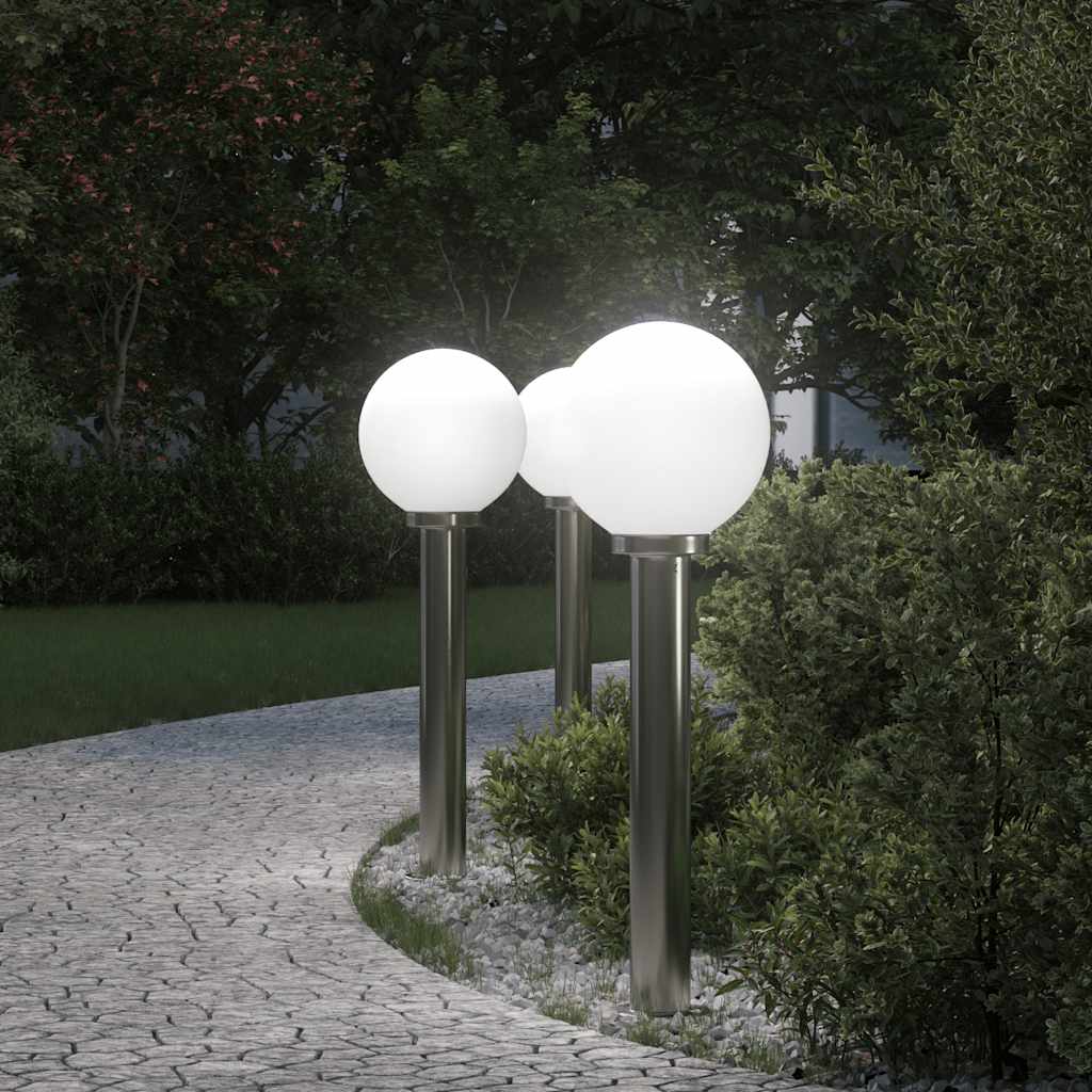 Balizas De Iluminación, 3 Unidades, 80 Cm, Acero Inoxidable, Ip44
