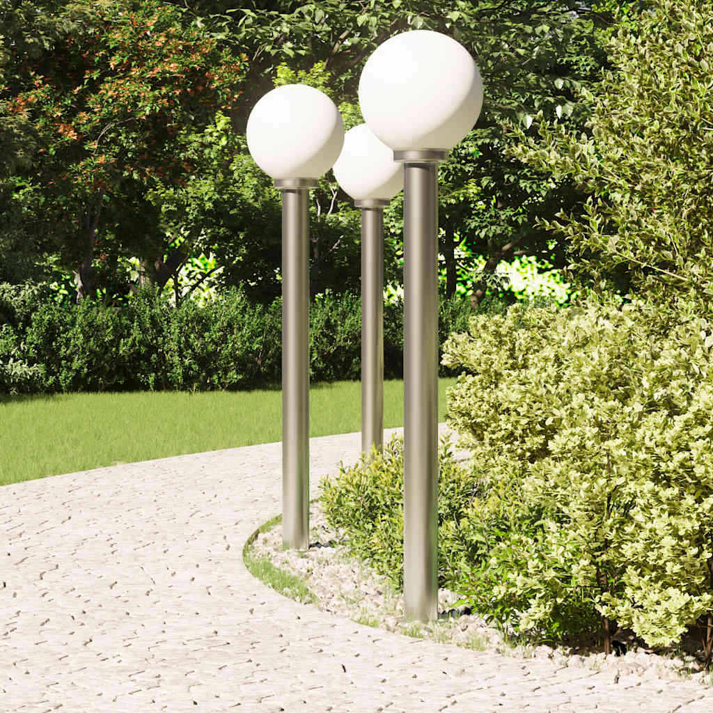 Balizas De Iluminación, 3 Unidades, 120 Cm, Acero Inoxidable, Ip44