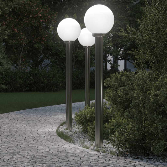 Balizas De Iluminación, 3 Unidades, 120 Cm, Acero Inoxidable, Ip44