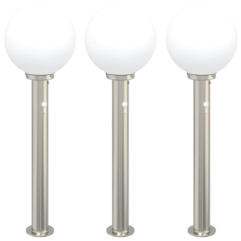 Balizas Luminosas Con Sensor, 3 Unidades, 80 Cm, Acero Inoxidable, Ip44
