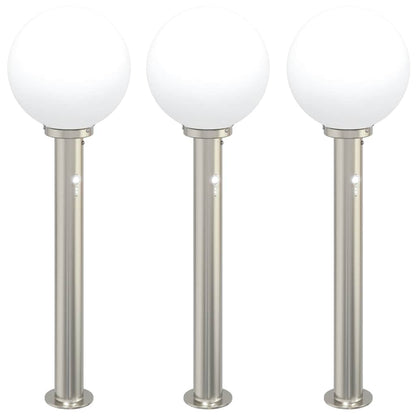 Balizas Luminosas Con Sensor, 3 Unidades, 80 Cm, Acero Inoxidable, Ip44