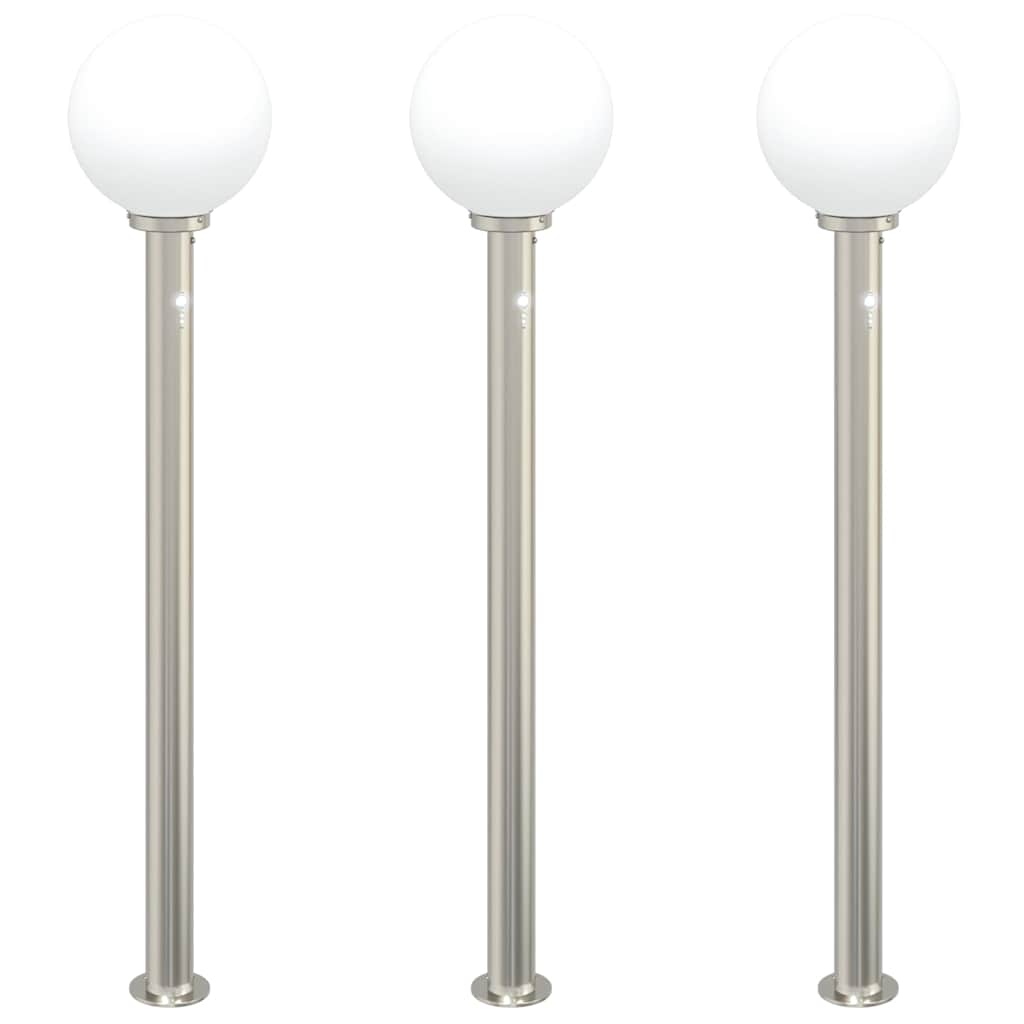 Balizas Luminosas Con Sensor, 3 Unidades, 120 Cm, Acero Inoxidable, Ip44