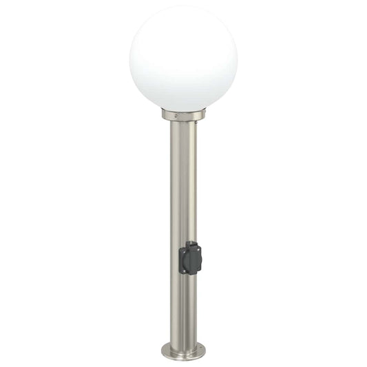 Baliza De Luz Con Toma De Corriente De 80 Cm, Acero Inoxidable, Ip44