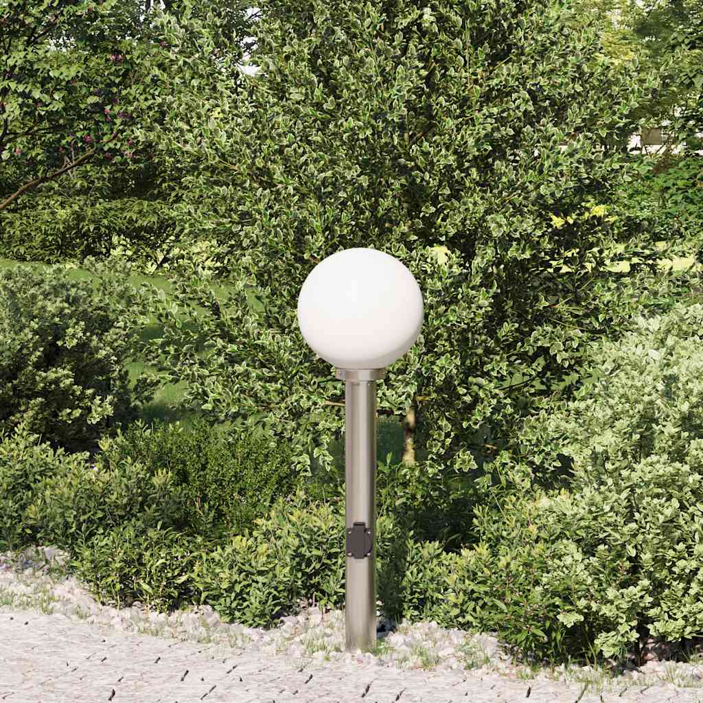 Baliza De Luz Con Toma De Corriente De 80 Cm, Acero Inoxidable, Ip44