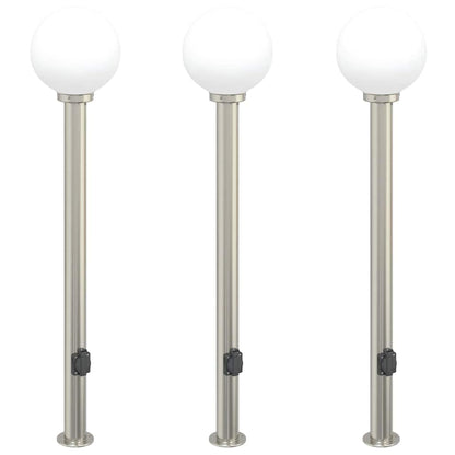 Balizas De Luz Con Toma De Corriente, 3 Unidades, 120 Cm, Acero Inoxidable, Ip44