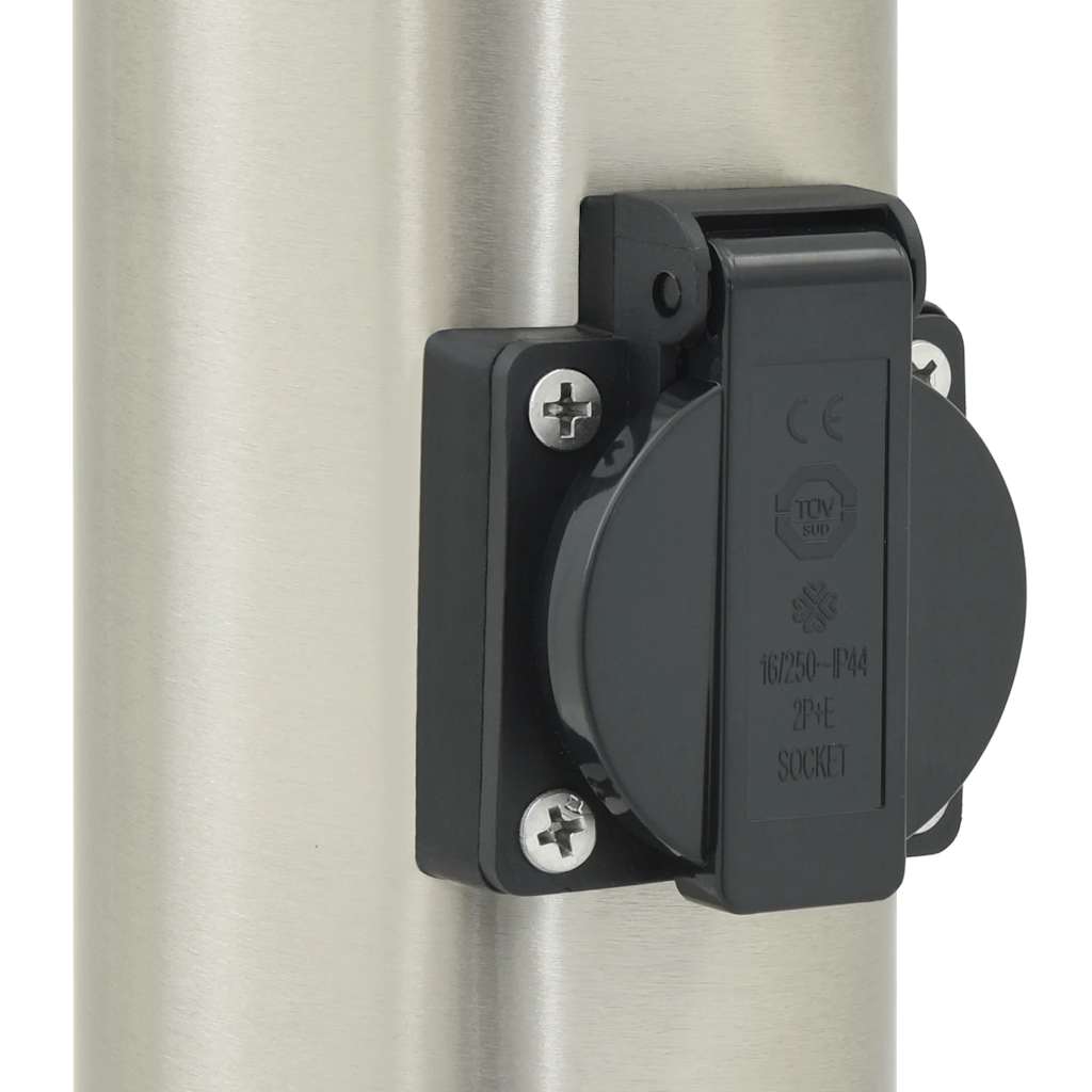 Balizas De Luz Con Toma De Corriente, 3 Unidades, 120 Cm, Acero Inoxidable, Ip44