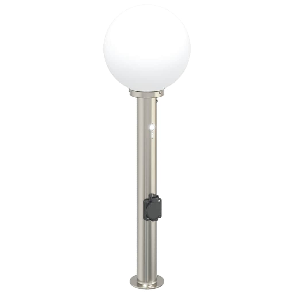 Baliza Luminosa Con Sensor Y Toma De Corriente, 80 Cm, Acero Inoxidable, Ip44