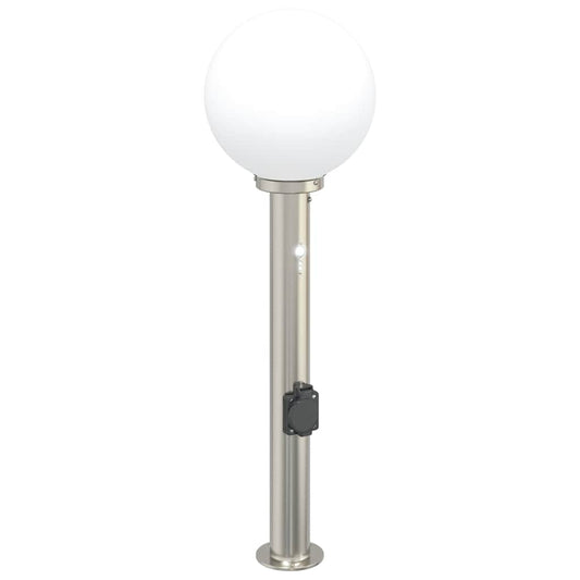 Baliza Luminosa Con Sensor Y Toma De Corriente, 80 Cm, Acero Inoxidable, Ip44