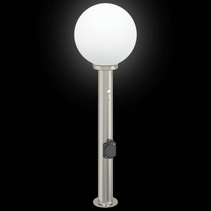 Baliza Luminosa Con Sensor Y Toma De Corriente, 80 Cm, Acero Inoxidable, Ip44