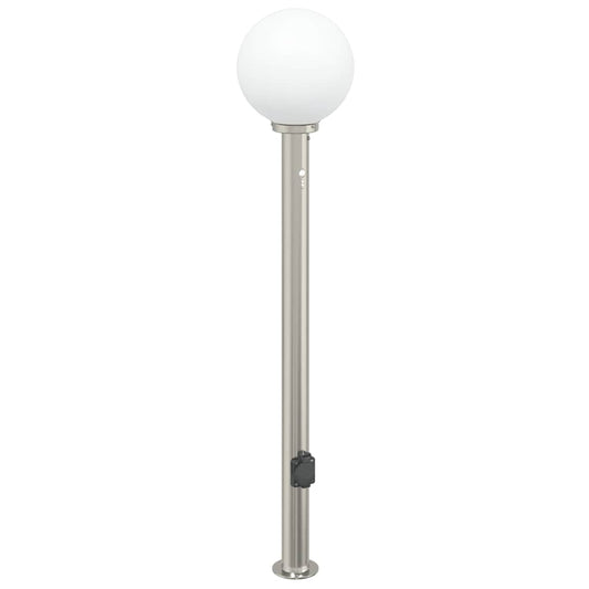 Baliza Luminosa Con Sensor Y Toma De Corriente, 120 Cm, Acero Inoxidable, Ip44