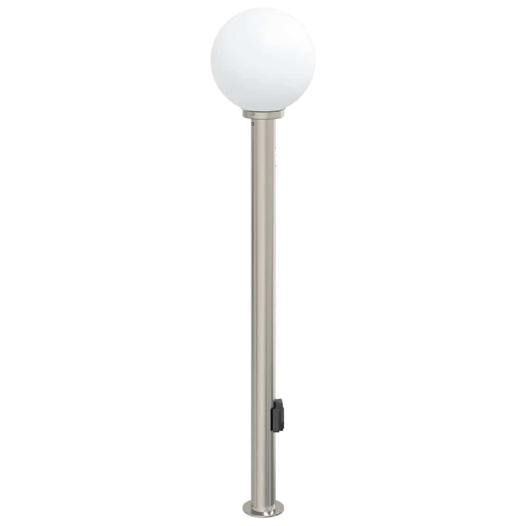 Baliza Luminosa Con Sensor Y Toma De Corriente, 120 Cm, Acero Inoxidable, Ip44