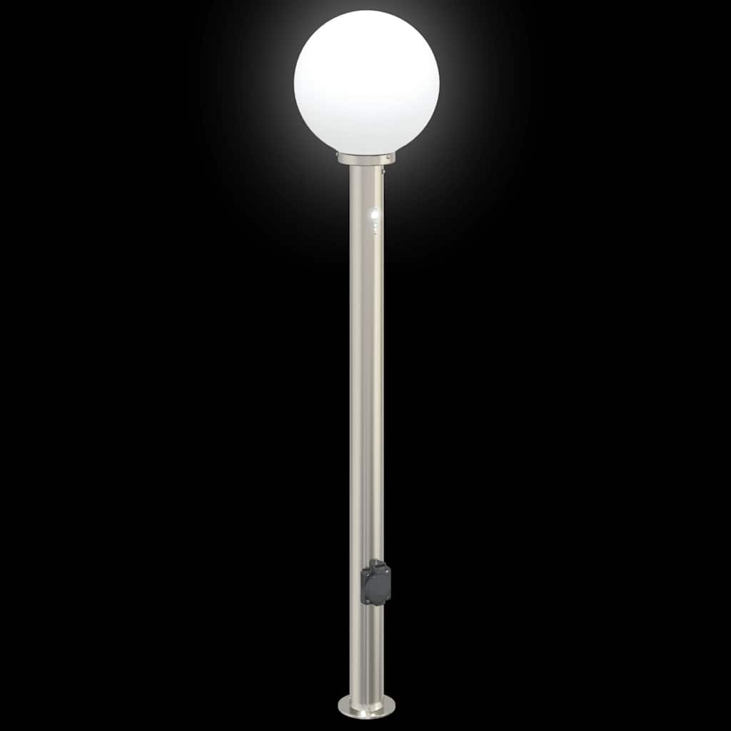 Baliza Luminosa Con Sensor Y Toma De Corriente, 120 Cm, Acero Inoxidable, Ip44