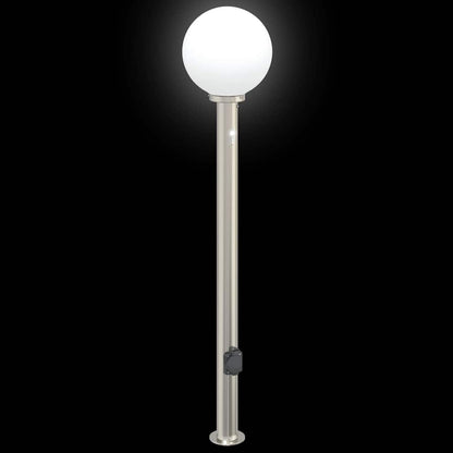 Baliza Luminosa Con Sensor Y Toma De Corriente, 120 Cm, Acero Inoxidable, Ip44
