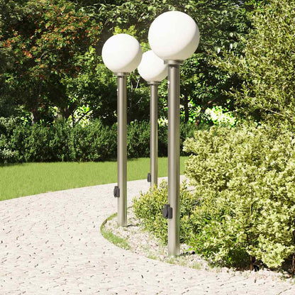 Balizas De Luz Con Sensor Y Tomacorriente, 3 Unidades, 120 Cm, Acero Inoxidable, Ip44