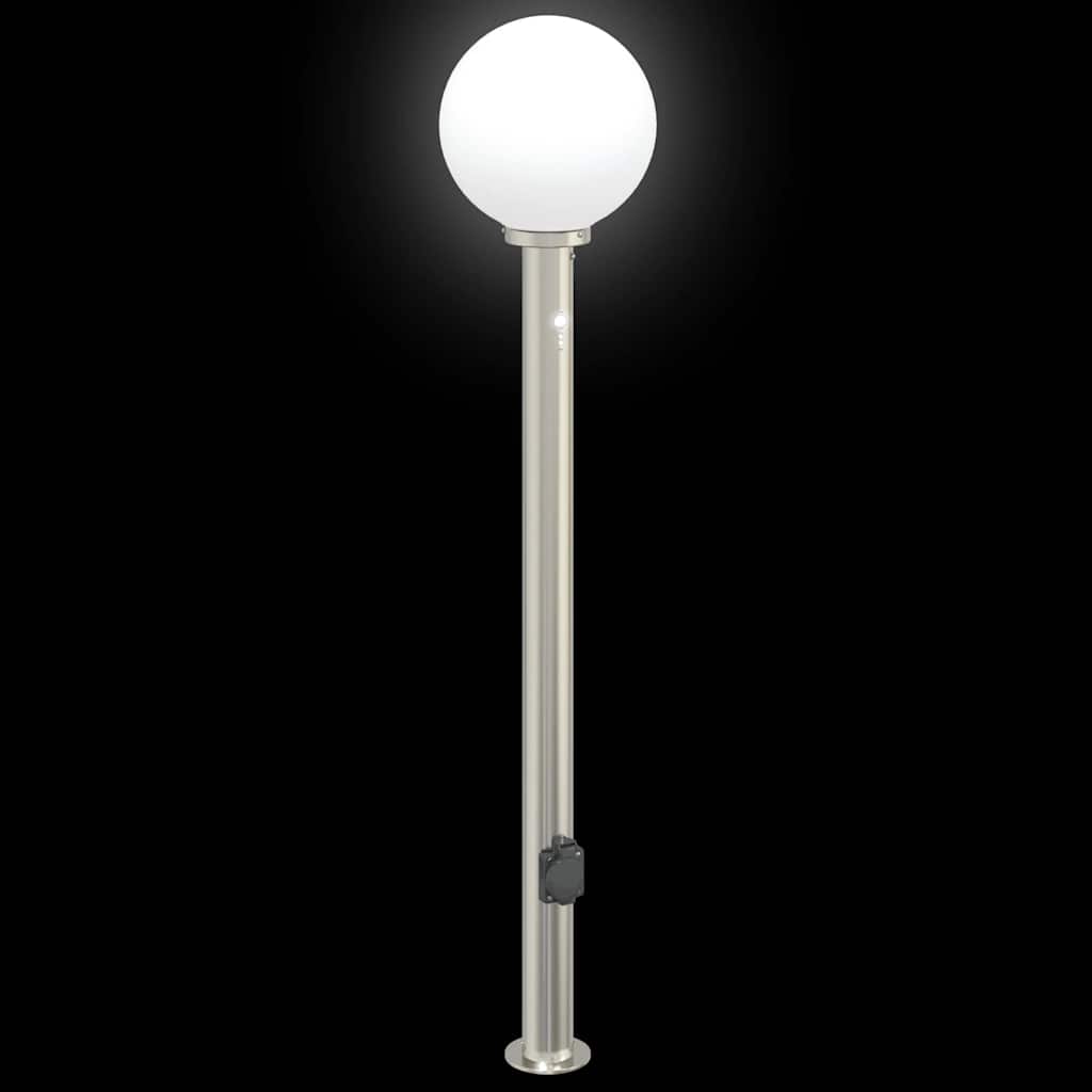 Balizas De Luz Con Sensor Y Tomacorriente, 3 Unidades, 120 Cm, Acero Inoxidable, Ip44