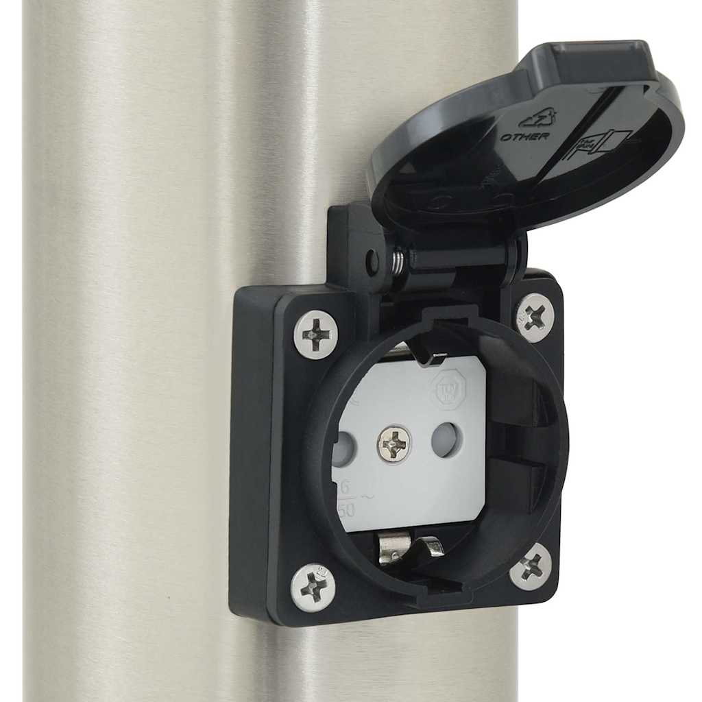 Balizas De Luz Con Sensor Y Tomacorriente, 3 Unidades, 120 Cm, Acero Inoxidable, Ip44