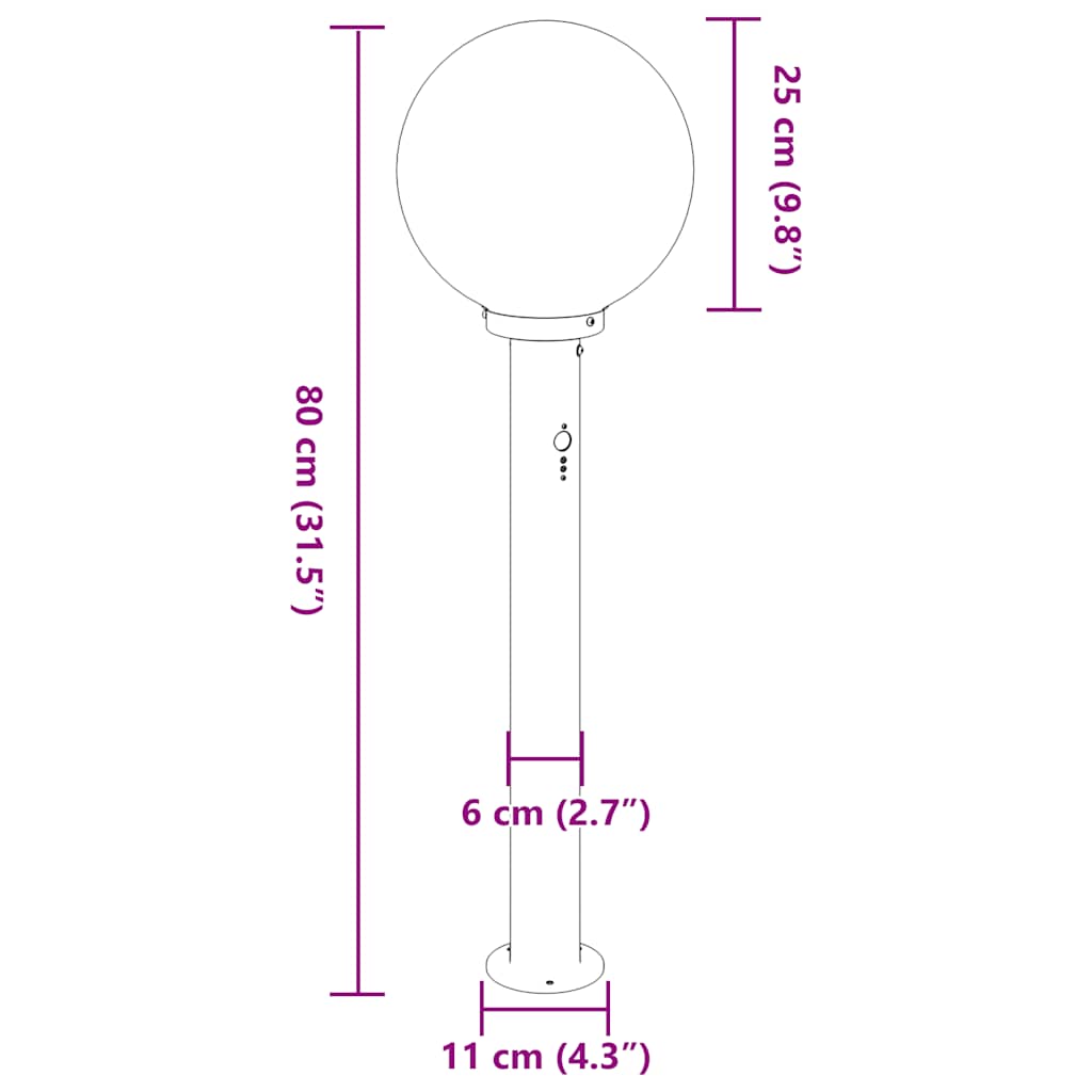Balizas Luminosas Con Sensor, 3 Unidades, 80 Cm, Color Negro, Ip44