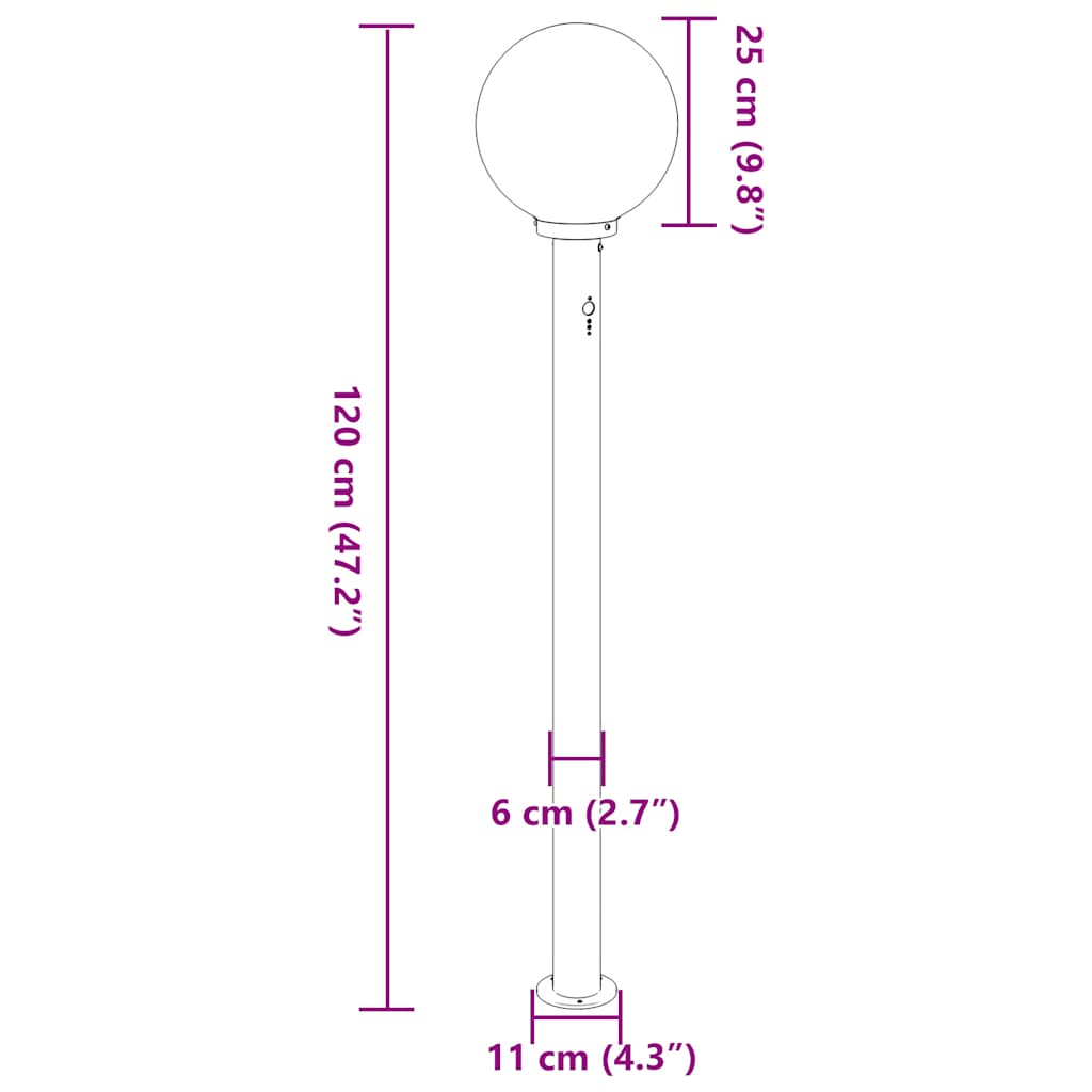 Balizas Luminosas Con Sensor, 3 Unidades, 120 Cm, Color Negro, Ip44