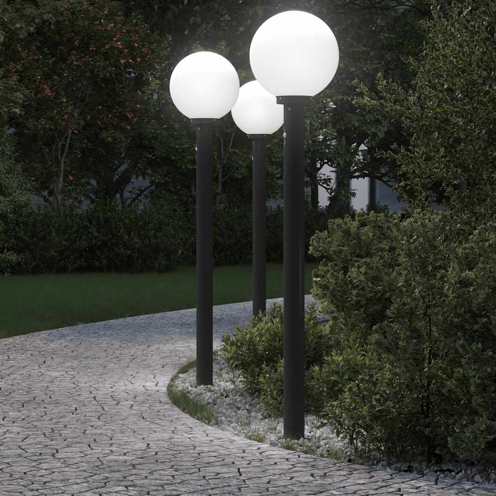 Balizas Luminosas Con Sensor, 3 Unidades, 120 Cm, Color Negro, Ip44