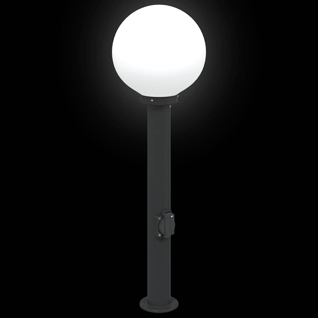 Baliza De Luz Con Toma De Corriente De 80 Cm, Color Negro, Ip44