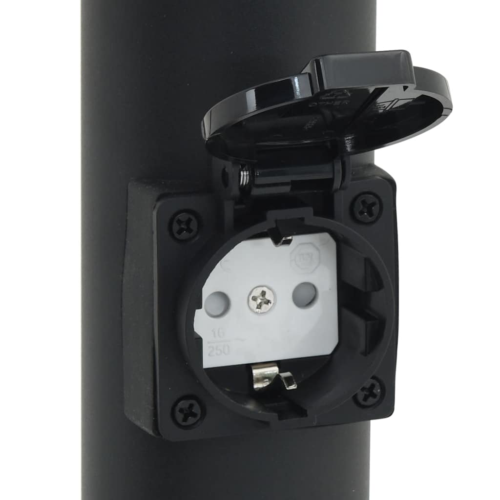 Baliza De Luz Con Toma De Corriente De 80 Cm, Color Negro, Ip44