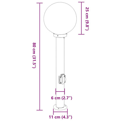 Baliza De Luz Con Toma De Corriente De 80 Cm, Color Negro, Ip44