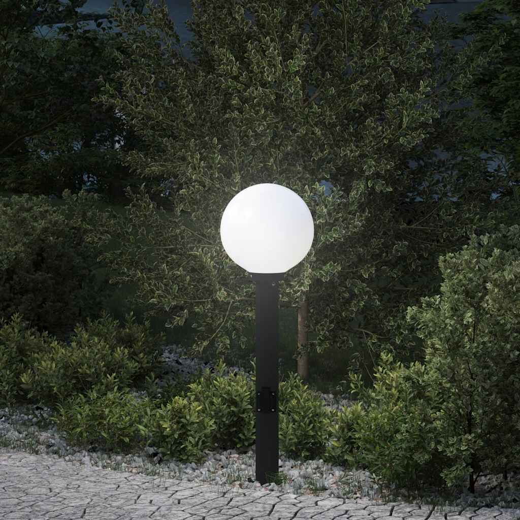 Baliza De Luz Con Toma De Corriente De 80 Cm, Color Negro, Ip44