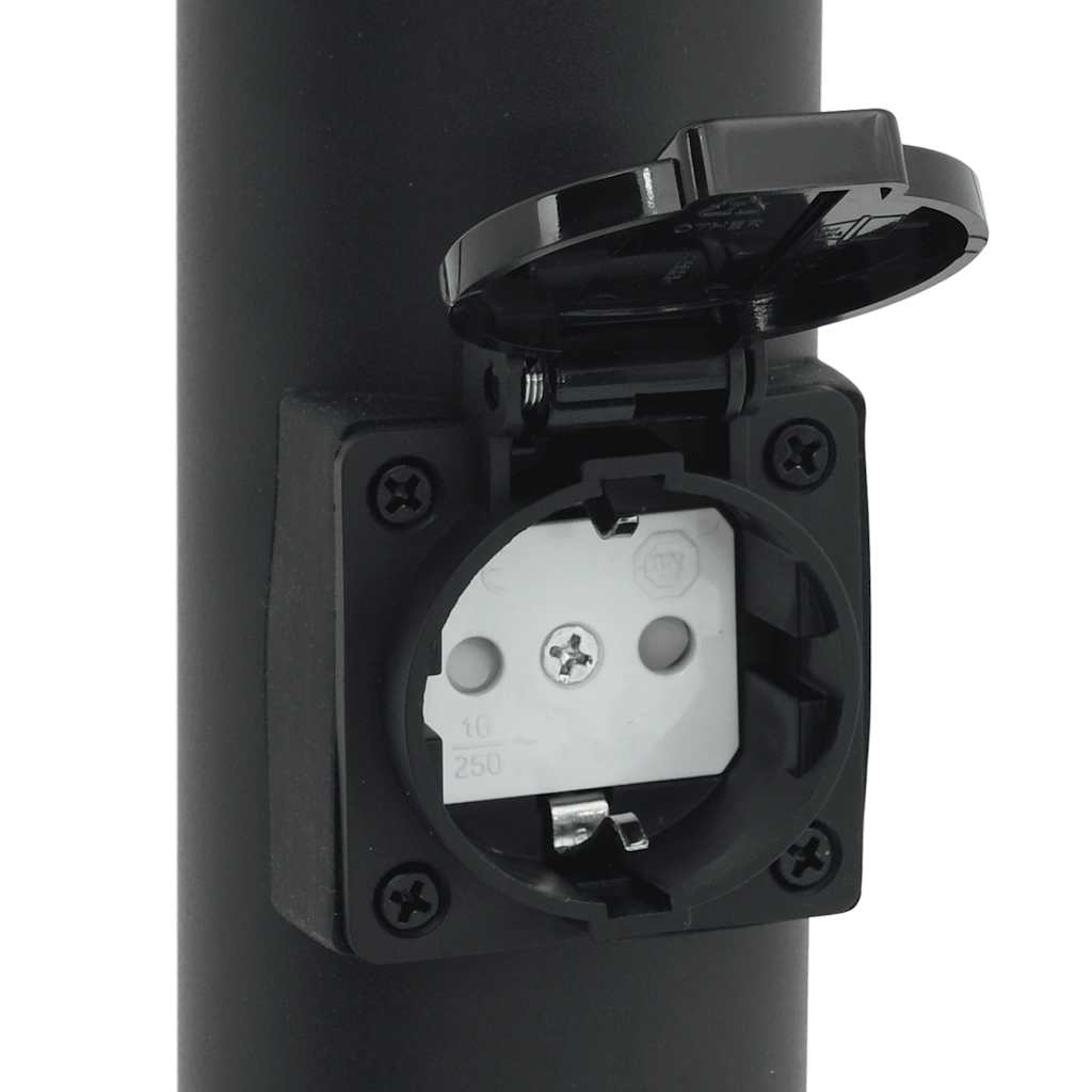 Baliza De Luz Con Toma De Corriente De 120 Cm, Color Negro, Ip44