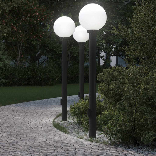 Balizas De Luz Con Toma De Corriente, 3 Unidades, 120 Cm, Color Negro, Ip44