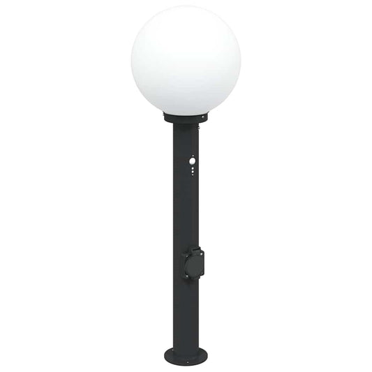 Baliza Luminosa Con Sensor Y Toma De Corriente, 80 Cm, Color Negro, Ip44