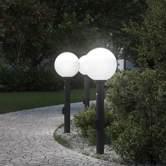 Balizas De Luz Con Sensor Y Tomacorriente, 3 Unidades, 80 Cm, Color Negro, Ip44