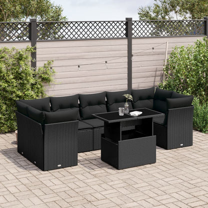 Set Sofás De Jardín 8 Piezas Y Cojines Ratán Sintético Marrón