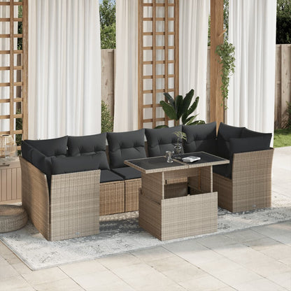 Set Sofás De Jardín 8 Piezas Y Cojines Ratán Sintético Marrón