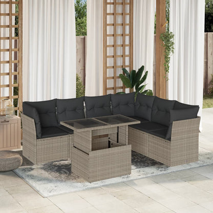 Set De Sofás De Jardín 7 Pzas Con Cojines Ratán Sintético