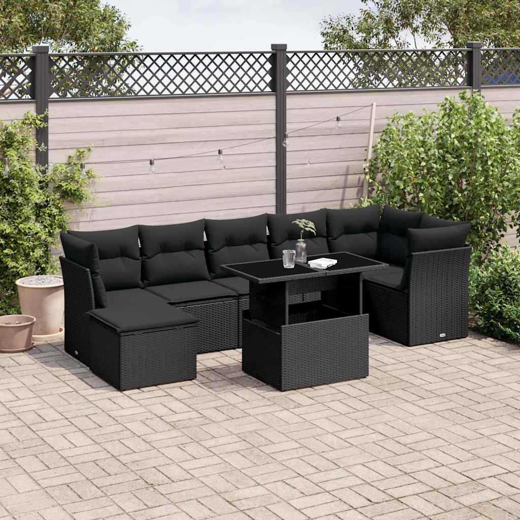 Set De Sofás De Jardín 8 Pzas Y Cojines Ratán Sintético Gris