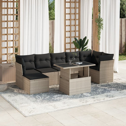 Set De Sofás De Jardín 8 Pzas Y Cojines Ratán Sintético Gris