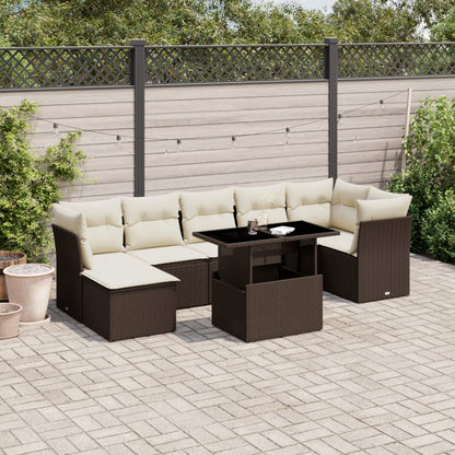 Set De Sofás De Jardín 8 Pzas Y Cojines Ratán Sintético Gris
